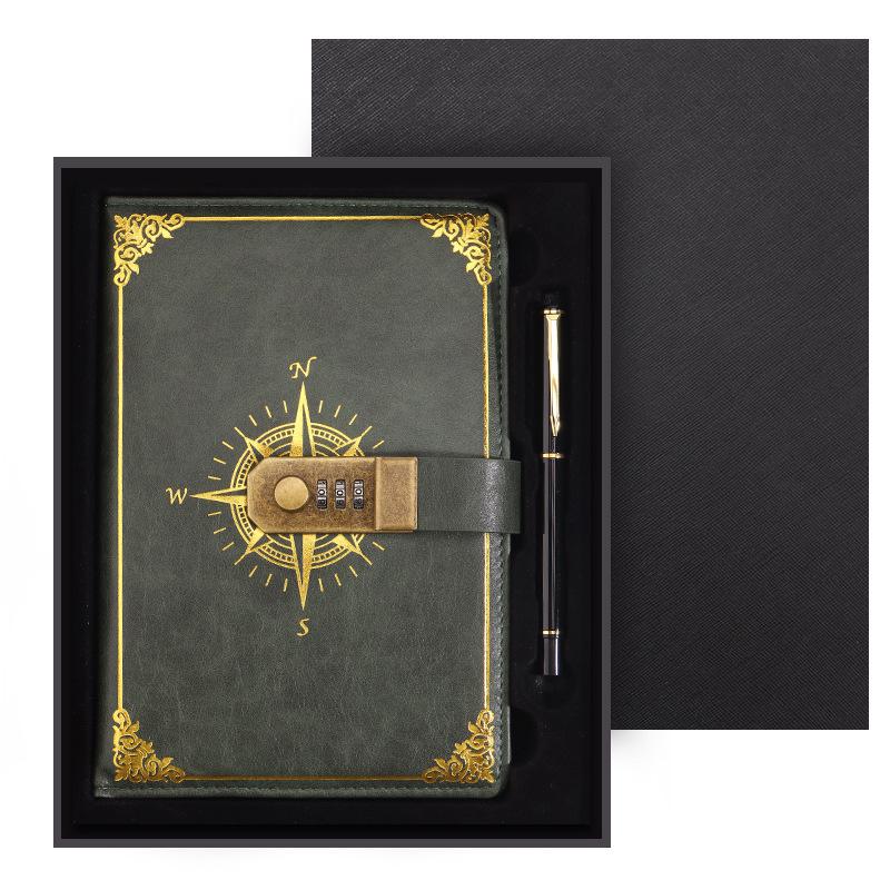 Подарочный набор из ретро-блокнота с паролем формата А5: Ежедневник деловых встреч в офисе с возможностью настраиваемого логотипа.