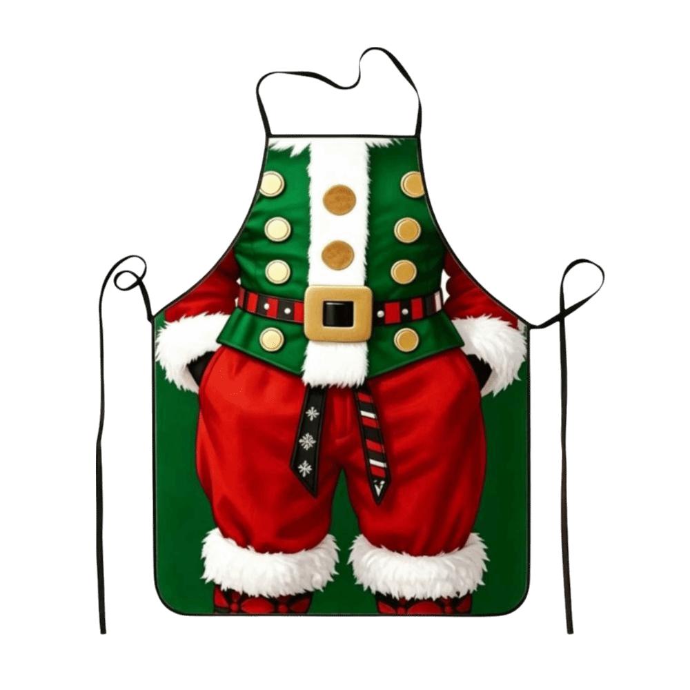 Stain-Resistant Xmas Kitchen Apron Cross Strap Santa Cooking Apron Durable Christmas Apron Unisex