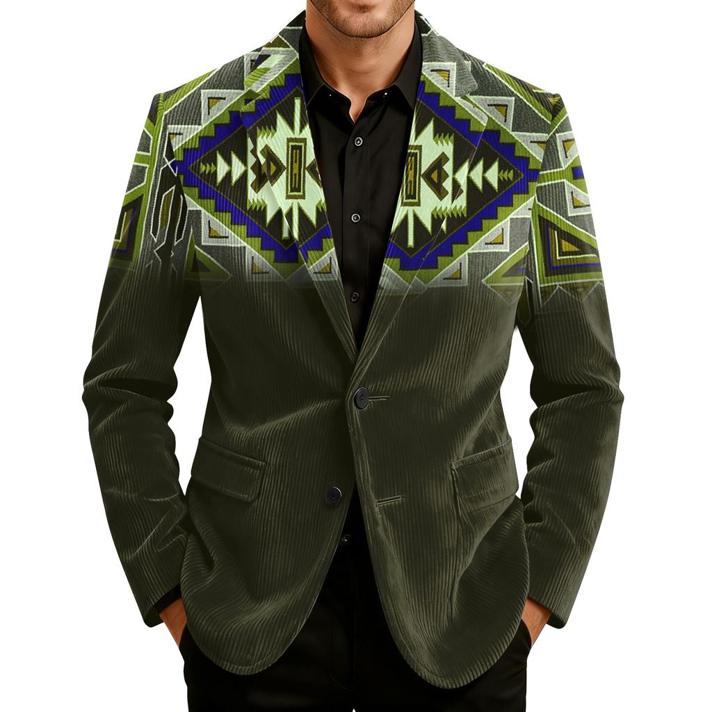 Мужской вельветовый теплый пиджак-кардиган с принтом и карманами, мужской повседневный костюм