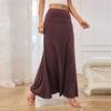 Women Maxi Skirt Elastic High Waist A-Line Long Skirt Solid Color Design Casual Knitting Skirt Spring Autumn Daily Wear