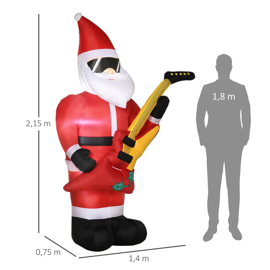 Christmas Decoration Inflatable Santa Claus Outdoor Christmas Decoration, Incl. Blower, 140 m, Red + White
