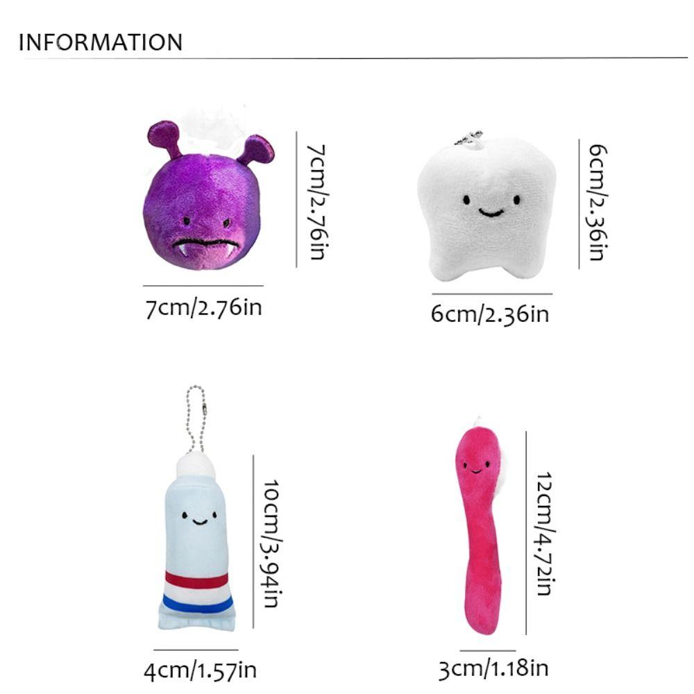 Cute Soft Teeth Plush Keychain Cartoon Plush Stuffed Care for Teeth Pendant Toothbrush Care for Teeth Unisex