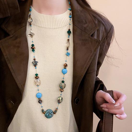 Винтажное ожерелье из бисера с разноцветными камнями, приятное для кожи, многослойное женское ожерелье, ювелирные изделия, подарки