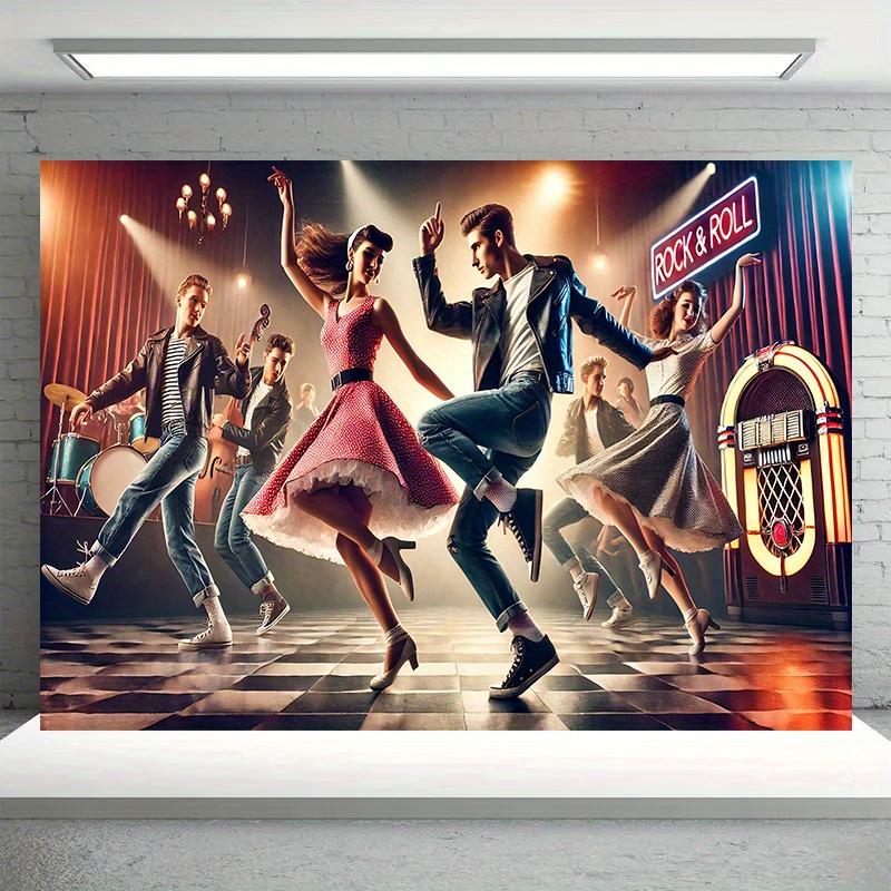 2D flat surface 1-piece American rock dance party backdrop banner suitable for home and studio use