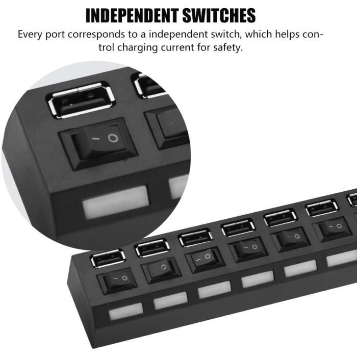 USB 2.0 Хаб 7 портов USB Сплиттер Адаптер Несколько USB портов Высокая скорость 480 Мбит/с[360]