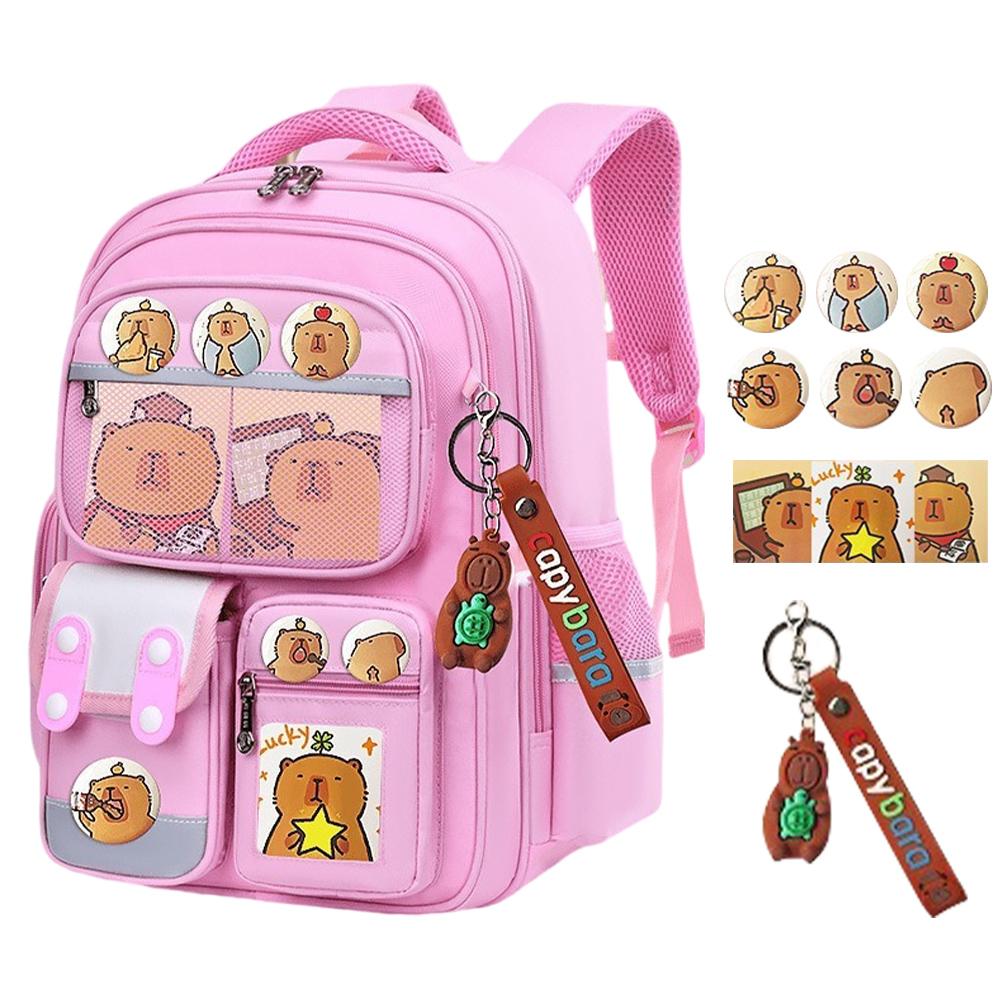 Capybara Kawaii Schoolbag Adjustable Strap Adorable Daypack Wear Resist Oxford Cloth Rucksack Travel Vacation Backpack