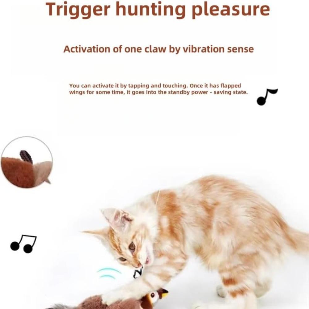 Игрушки для кошек Rocfish, Игрушки с кошачьей мятой для кошек, Интерактивная игрушка для кошек в виде хлопающей птицы для котят или маленьких собак, Чирикающая, Перезаряжаемая, Активируемая прикосновением