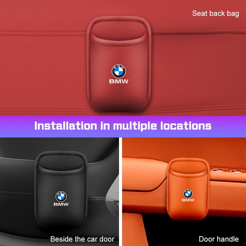 BBKH5 Leather Car Cup HolderFor BMW X1 X2X3 X5X6 X7 1 3 5 6 7 Series E46 E60 E90 E70 F15 G20 G30 G70 Seat Back/Door Drinks Storage Box
