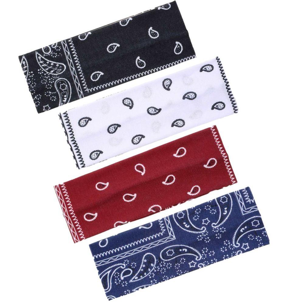 Flower Printed Hair Band Sweat-absorbing Sports Cross Headband Boho Style Wide Hairband