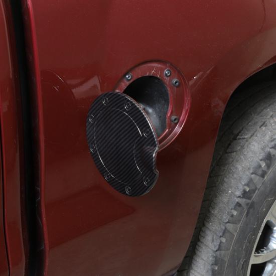 Carbon Fiber Door Fuel Filler Tank Gas Cap Cover Trim For Silverado Sierra 14-18