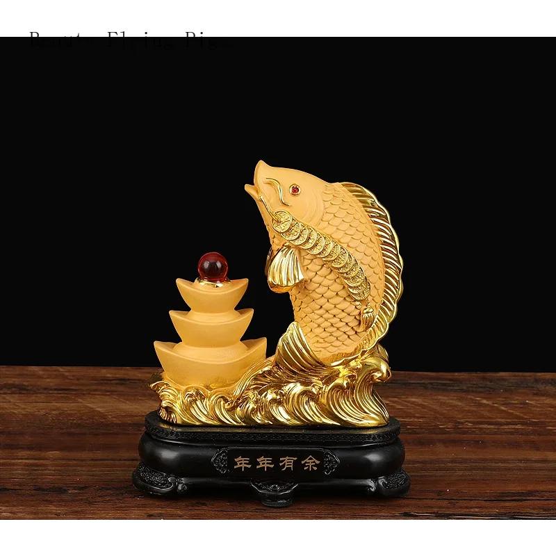 1 шт. китайский креативный смоляной золотой рыбный орнамент для дома, гостиной, рабочего стола, входа, винного шкафа, украшения, подарок на новоселье