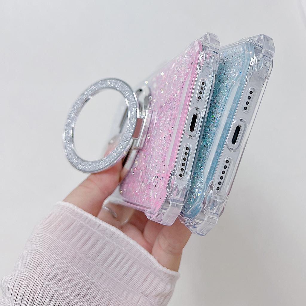 Phone Case for iPhone 14 Pro Gradient Color TPU+Acrylic Cover Compatible with MagSafe Ring Kickstand