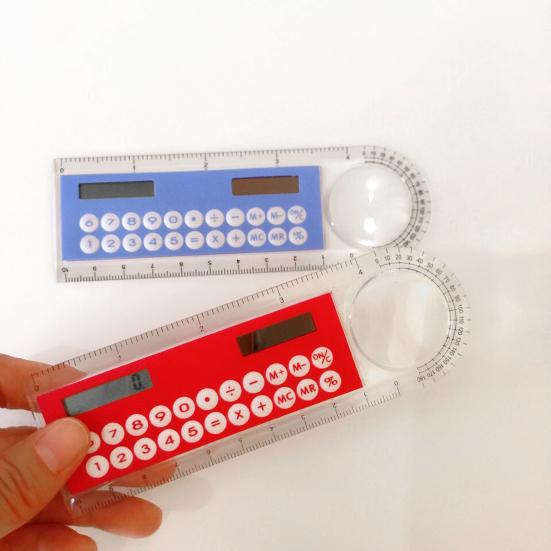 Калькулятор солнечной линейки Многофункциональный большой экран Канцелярские принадлежности 3 в 1 Длина 10 см Солнечная карточная линейка для школы