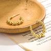 CARLIDANA Новые Модные Серьги Водонепроницаемые Не Тускнеющие Позолоченные 18K Изящные Серьги-Кольца из Нержавеющей Стали с Бусинами Овальной U-Формы для Женщин