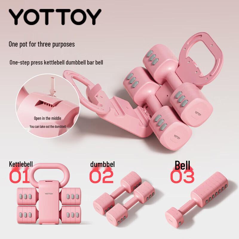 Yottoy 5kg Rubberized Cast Iron Dumbbell Kettlebell Pair