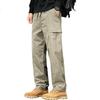 JEEP Men's Autumn Straight-Leg Casual Pants Loose Fit Work Pants Versatile Simple Khaki 4XL