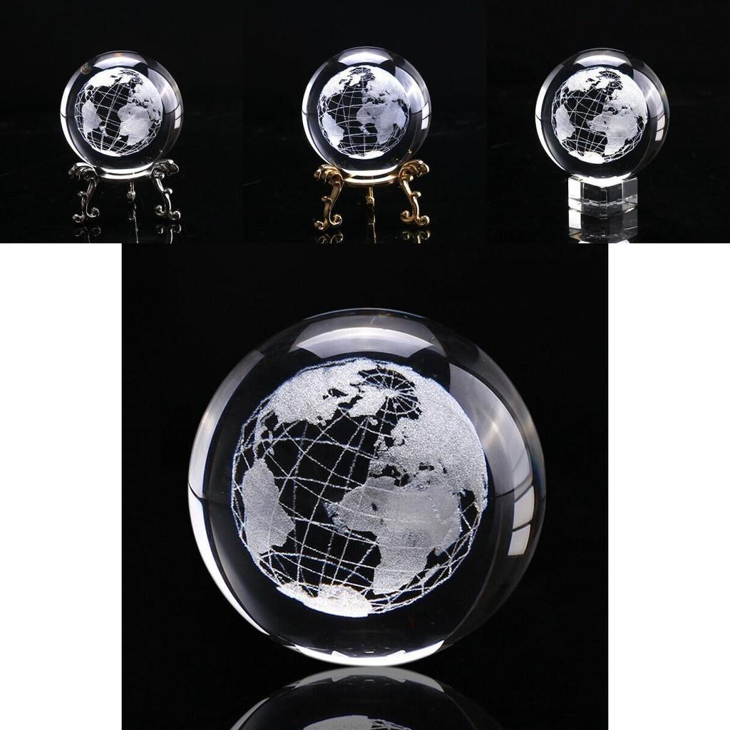 Classic Design 60mm 3d Crystal Ball Glass Laser Engraved Miniature Earth Sphere Gift