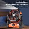 2025 New 7800 mA High-Capacity Portable Fan Rechargeable Desk Camping Fan with LED Light and Hook Outdoor Fan for Tent Car Trip