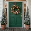 With LED Light Door Hanging Garland Xmas Pine Branches Ring Ornament  Festive Atmosphere Supplies