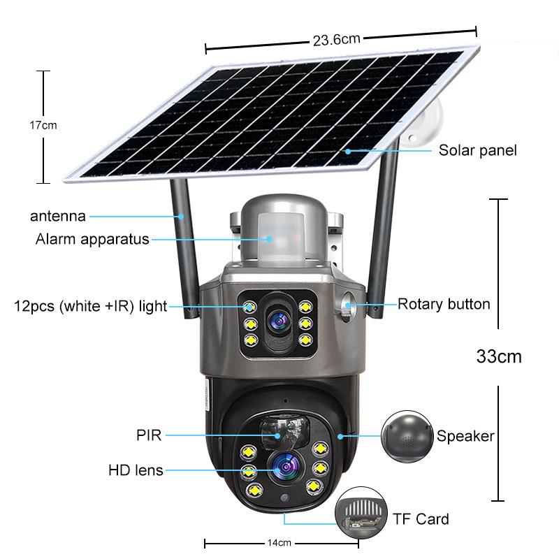 Wireless Solar-Powered Outdoor Night Vision Surveillance Camera with Low Power Consumption