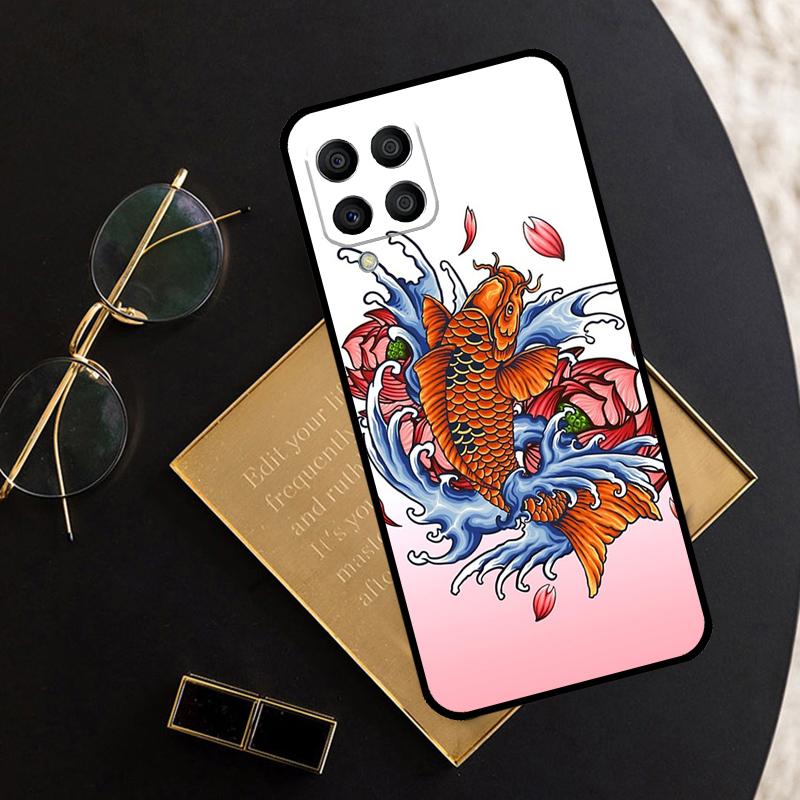 Чехол для Samsung Galaxy M11 M21 M31 M12 M13 M14 M15 M35 M55 M34 M54 M33 M53 M32 M52 M06 M16 с рисунком японского карпа кои, дракона и волны