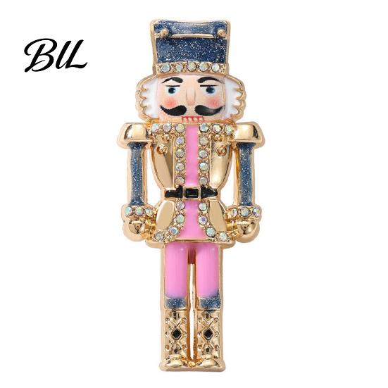 Decorative Suit Accessory Christmas Nutcracker Brooch Pin, Rhinestone Enamel Soldier Badge for Sweater Embellishment Pin Women Men, Xmas Holiday
