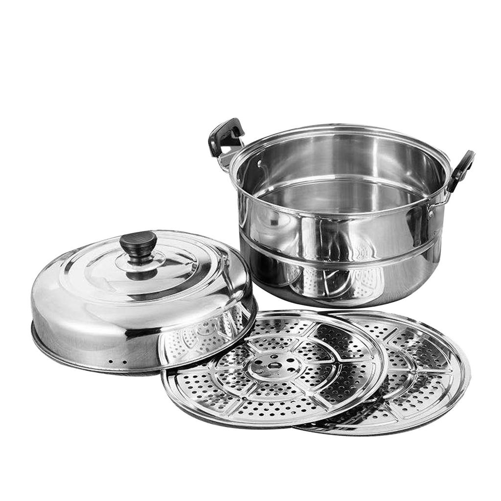 Thickened Stainless Steel Steam Pot Multi Layer Multipurpose Large Stock Cooking Pot for Induction