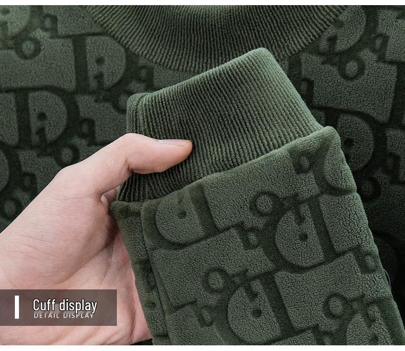 Men's Winter Thick Jacquard Double-Sided Coral Fleece Sweatshirt