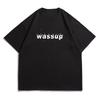 Wassup Heods Short-Sleeved T-Shirt for Men, Flame Trendy Brand, 2022 Summer Casual Top, Couple's National Trendy Brand Heavyweight