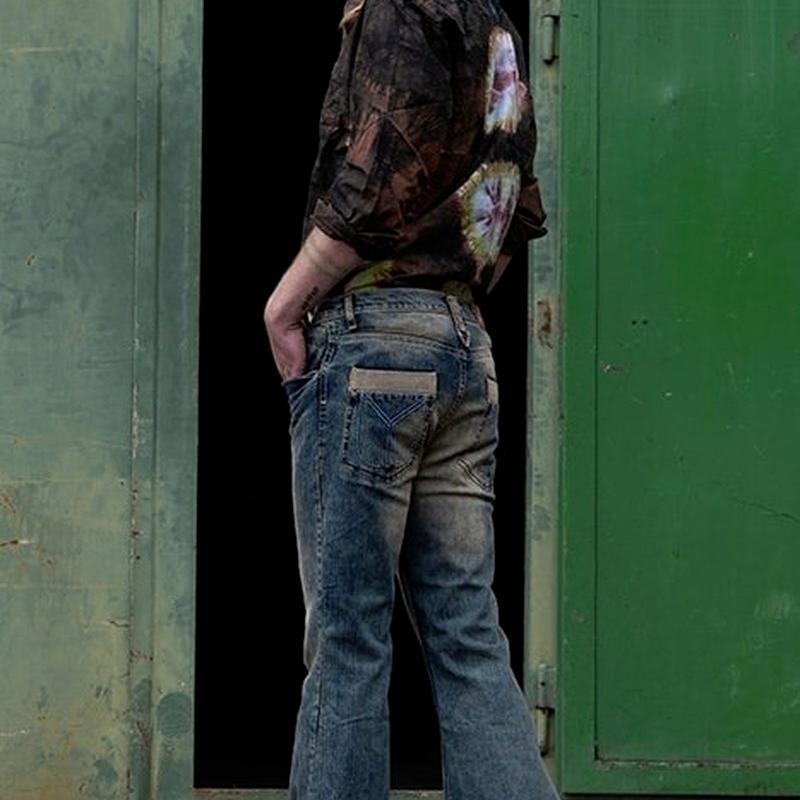 Мужские модные джинсы, слегка расклешенные зауженные джинсы, дизайнерские классические джинсовые брюки-клеш, большие размеры