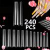 240PCS Short Almond Nail Tips Soft Gel Pre-Shaped Acrylic Nail Tips Half Matte Full Cover Nail Tips Clear Gelly Press on Nail
