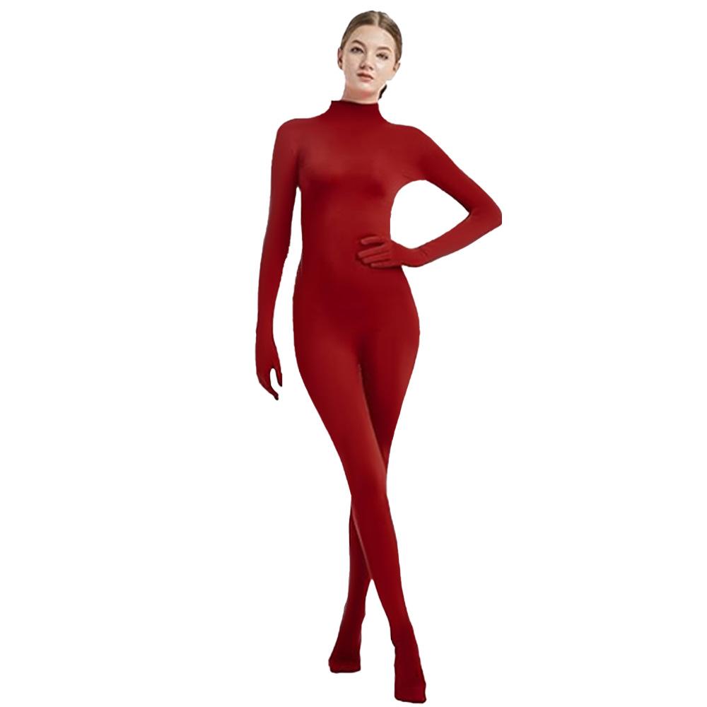 Женский сплошной боди-zentai с руками и ногами для танцевальной одежды и сценических выступлений