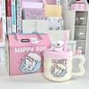 Birthday Gift Cute Puppy Straw Cup Ceramic Mug with Lid Girls Souvenir Household Water Cup
