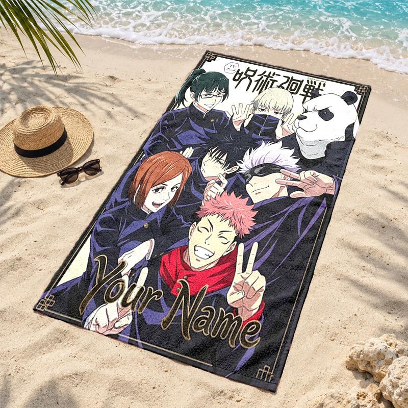 Jujutsu Kaisen Custom Name Beach towels also serve as bath towels summer essential a musthave for the outdoors the beach and the pool