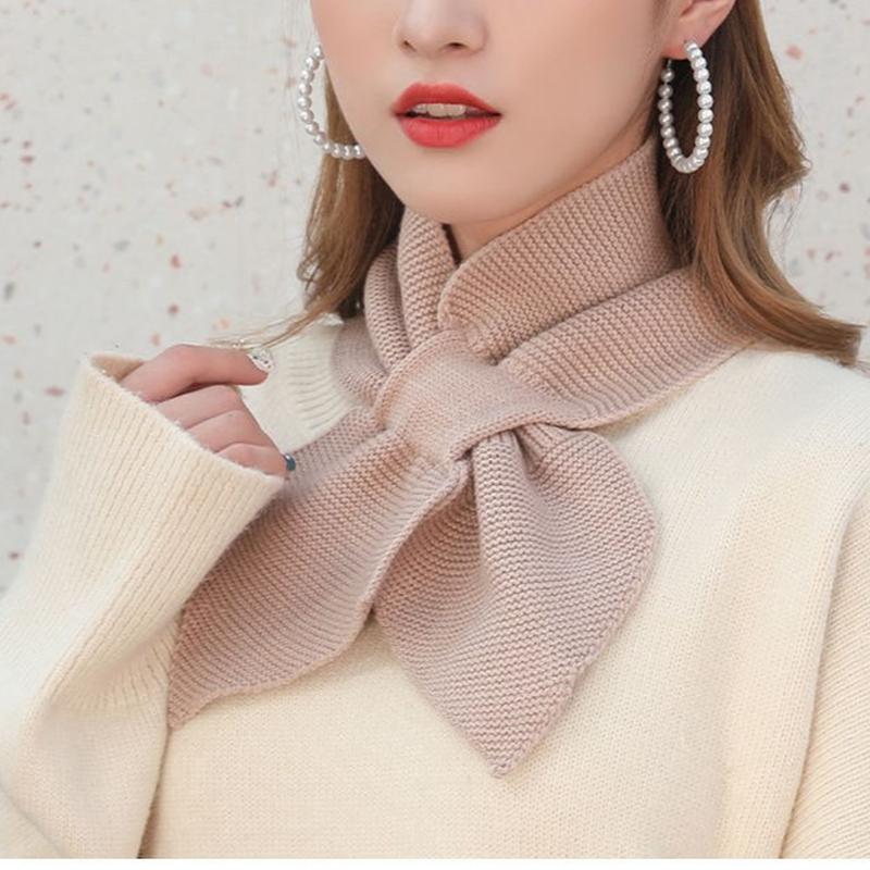 1pcs New Women Casual Cross Fishtail Scarf Straps Shawl Ladies Autumn Winter Scarf Soft Neck Scarf Girls Knitted Sweater Bowtie