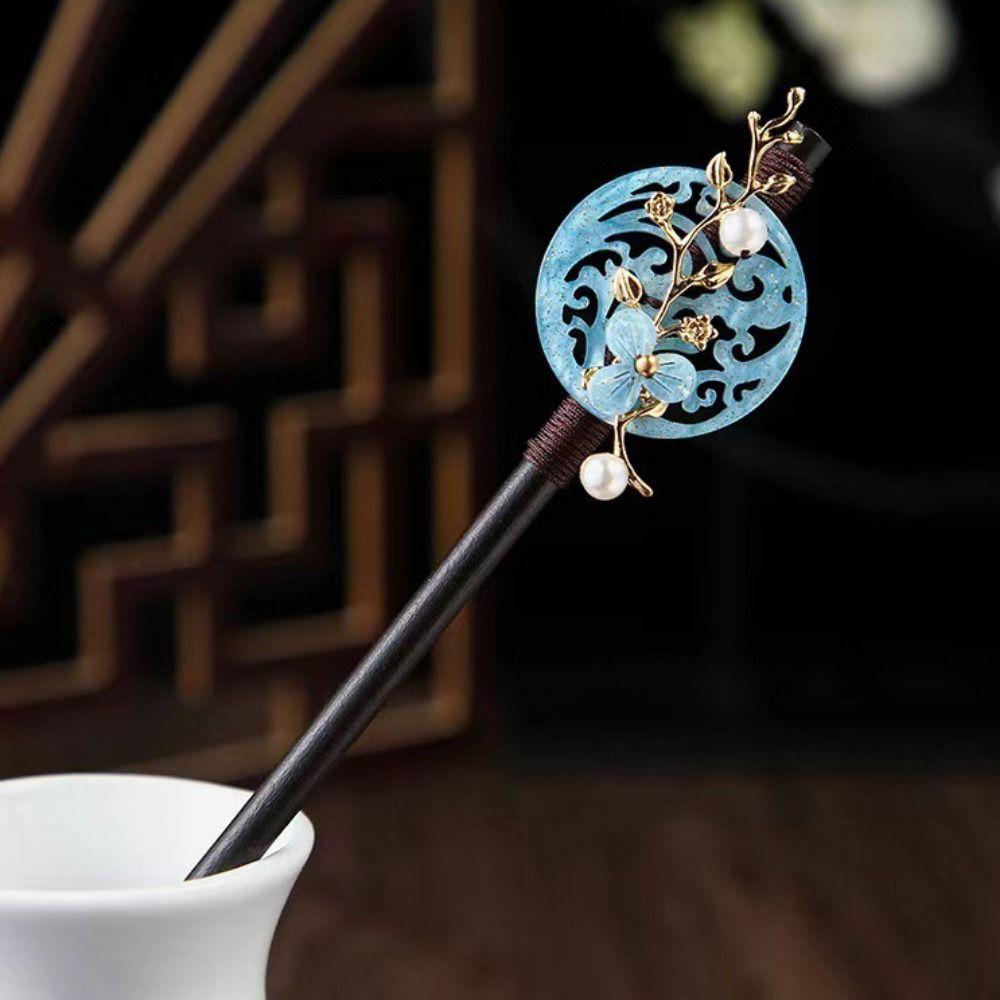 Handmade Wooden Hairpins Ancient Style Hair Stick Pins Flower Hair Sticks For Women Girls