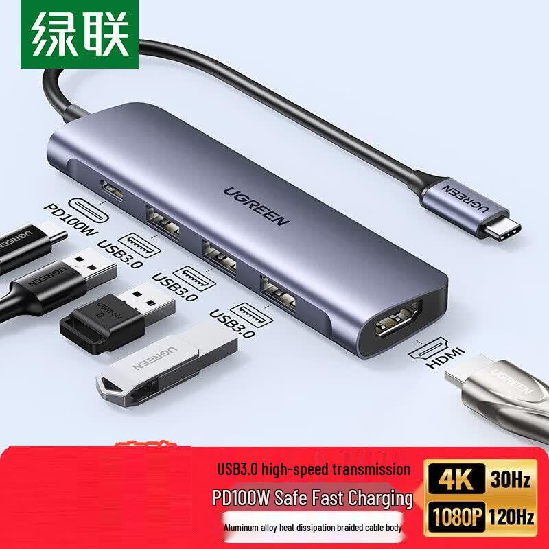 Ugreen Многопортовый адаптер USB-C на HDMI 5-в-1