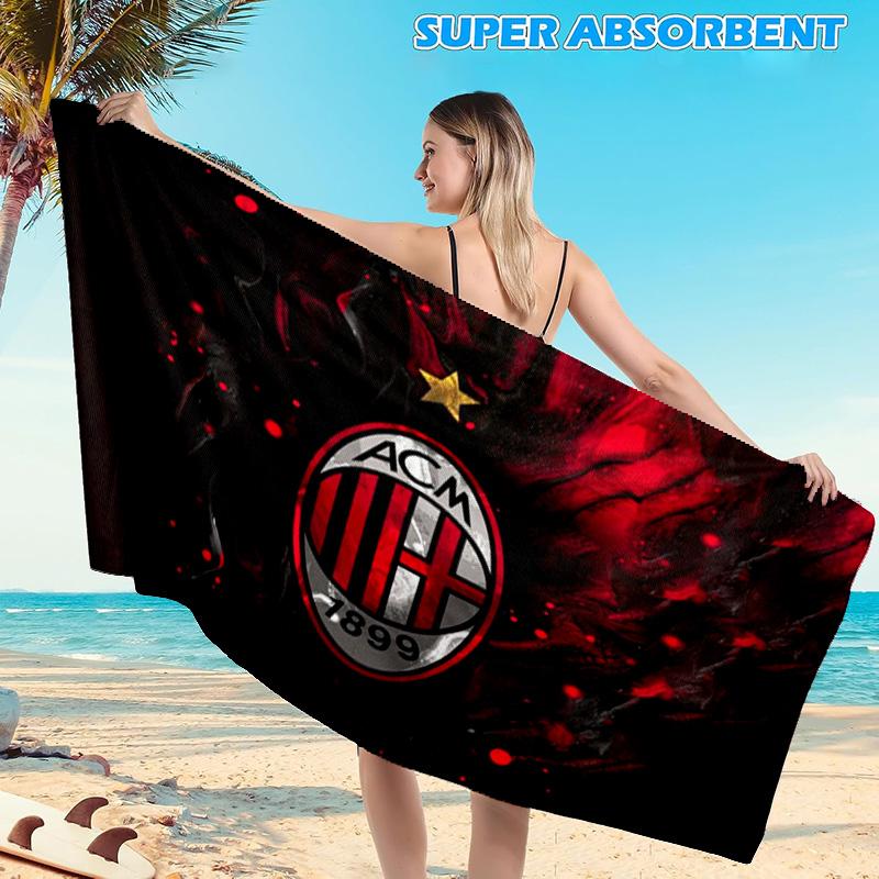 1 шт. Пляжное полотенце с дизайном логотипа AC Milan, Пляжное полотенце из микрофибры, Идеально подходит для бассейна, пляжа, путешествий, домашнего декора, Подарки для фанатов пляжных вечеринок