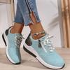 Fashion Fashion Wedges Sneakers for Women Spring Autumn Lace Up Platform Sports Shoes Woman Lightweight Side Zip Casual Vulcanize Shoes
