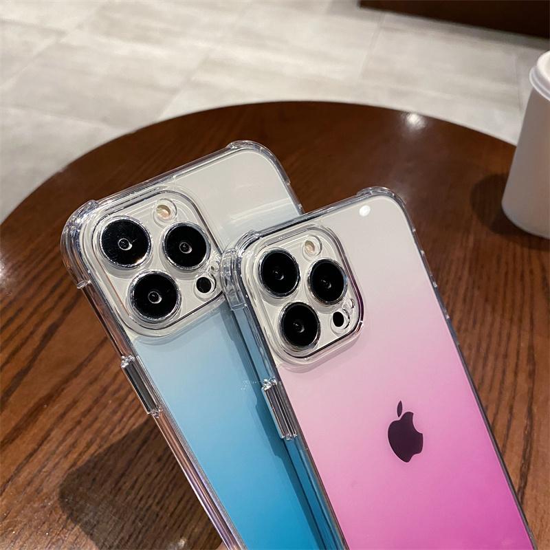 Прозрачный градиентный чехол цвета радуги для Iphone 13 12 11 Pro Max X Xr Xs, жесткий акриловый противоударный чехол с кристаллами, капа