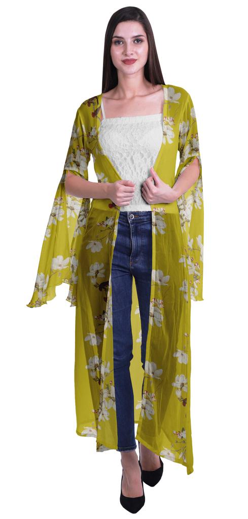 Moomaya Пляжная накидка с открытым передом из принтованного жоржета и разрезами на рукавах