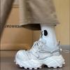Папины кроссовки инс супер огонь толстая подошва маффин маленькие 6см повседневная обувь спортивная обувь серебристые ремешки маленькие белые туфли женская обувь
