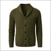 Мужской кардиган с шалевым V-образным вырезом, вязаными пуговицами и шерстяным свитером