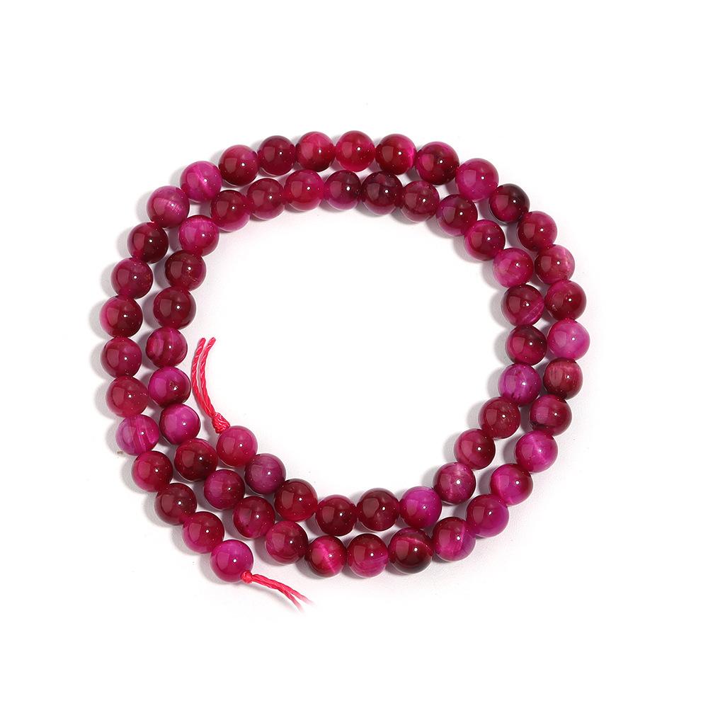 Magenta Tiger Eye 4-12mm Round Stone Beads Loose Spacer Beads for Jewelry Bracelets Making Accessories DIY 15"