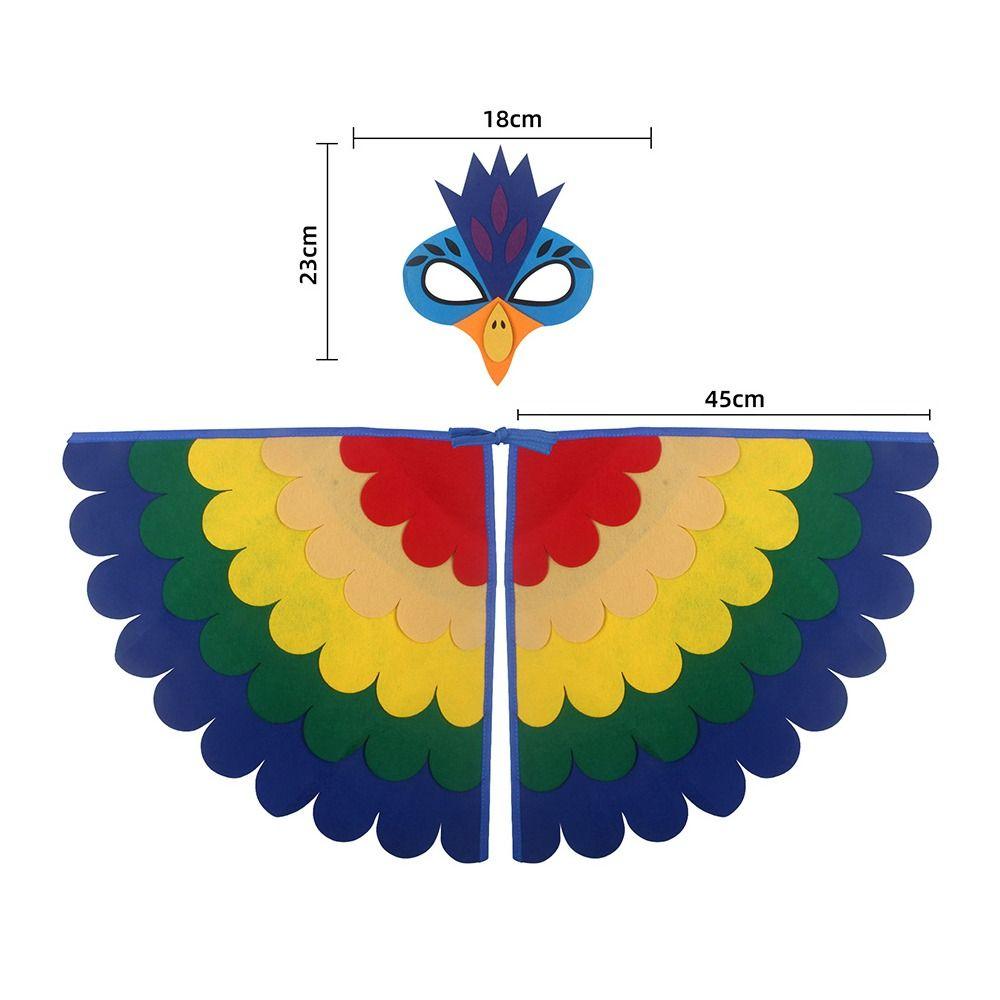 Peacock Owl Animal Bird Wings+Mask Suit Stage Performance Felt Winged Cloak Halloween Felt Cape