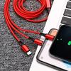 3 в 1 USB-кабель Micro USB Type C Зарядный кабель с несколькими USB-портами Быстрозарядный шнур для iPhone 11 12 13 Pro Max Xiaomi Samsung