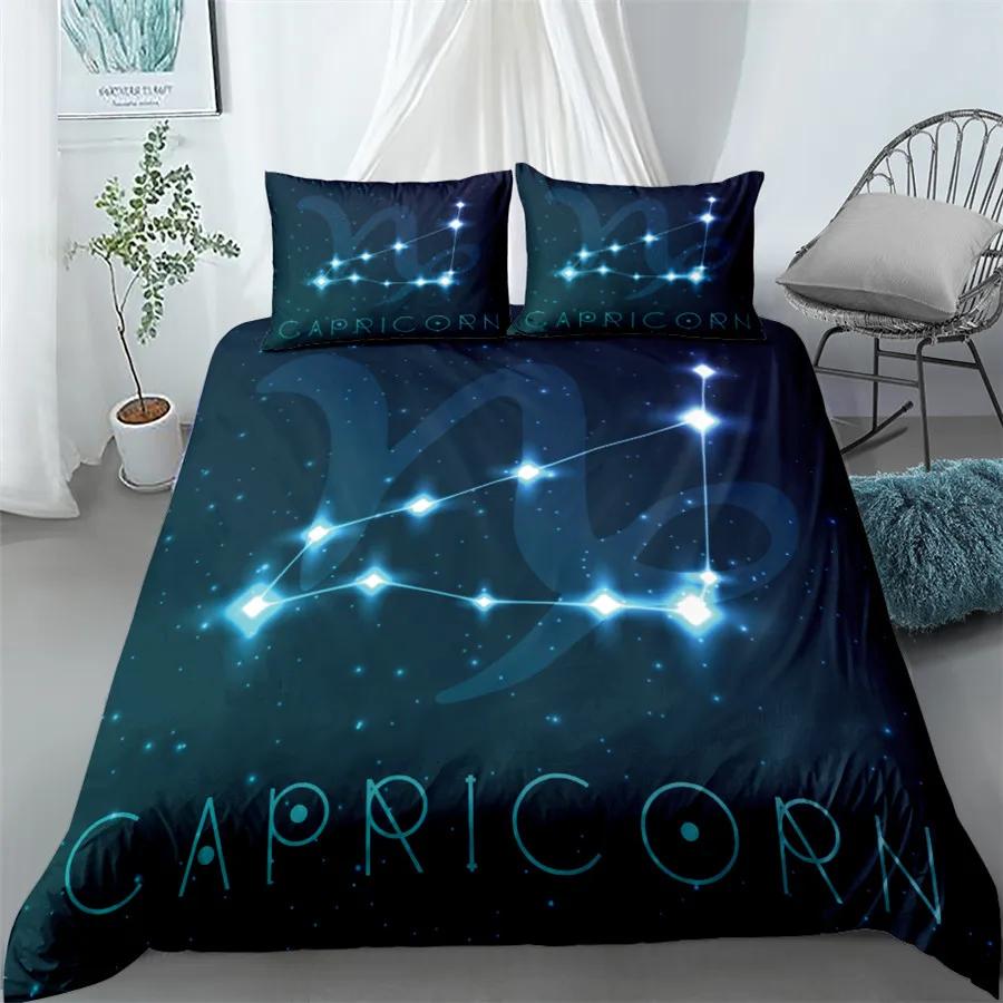 3pcs Aquarius Sign Zodiac Bedding Set King Queen Double Full Twin Single Size Duvet Cover Pillow Case Bed Linen Set