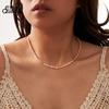 EFFIE QUEEN Серебряный 925 пробы Choker с покрытием 14K Золотом, Натуральный Пресноводный Жемчуг с Розовым Опалом, Серия Натуральных Камней, Подарок MPN05