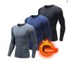 Men Undershirts Men's Winter Thermal Underwear Thin Fleece Elastic Compression Fitness For Winter Sports First Layer Wear