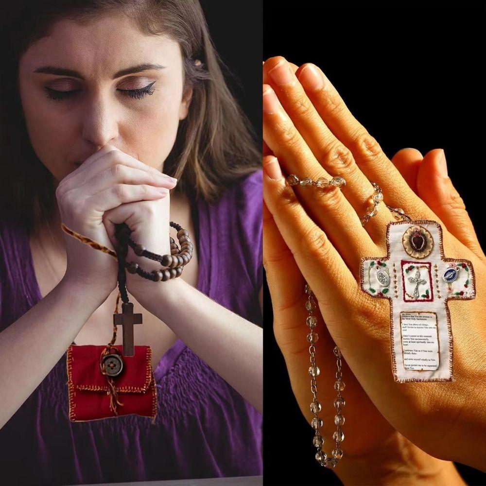 Silver Cross Pocket Shrine Blessings Prayer Mat Creative Mini Prayer Quilt Meditation